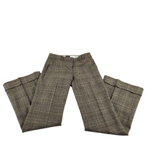 J.Crew City Fit Wool Plaid Wide Leg Trousers Brown Green Size 0 RN77388